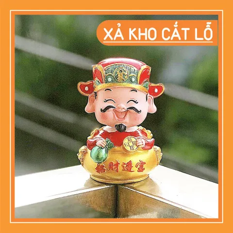Tượng thần tài phong thủy, đầu lò xo, thích hợp để trang trí nhà cửa, xe hơi