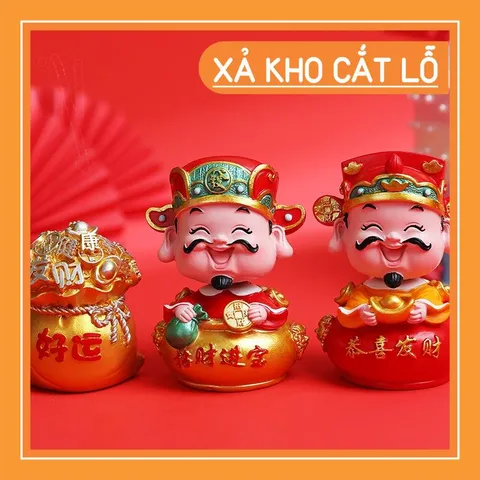 Tượng thần tài phong thủy, đầu lò xo, thích hợp để trang trí nhà cửa, xe hơi