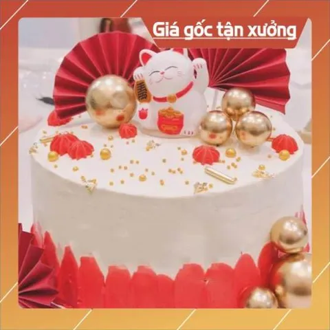 Phụ kiện bánh sinh nhật bánh kem - MÈO THẦN TÀI trang trí bánh