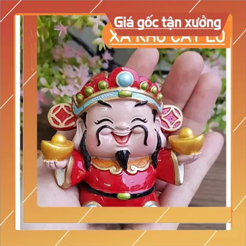 Tượng chibi Thần Tài may mắn 7cm - mẫu hai tay cầm 2 thỏi vàng