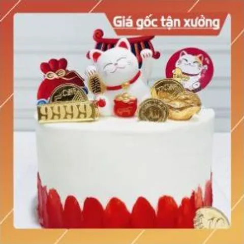 Phụ kiện bánh sinh nhật bánh kem - MÈO THẦN TÀI trang trí bánh