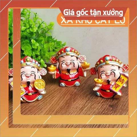Tượng chibi Thần Tài may mắn 7cm - mẫu hai tay cầm 2 thỏi vàng