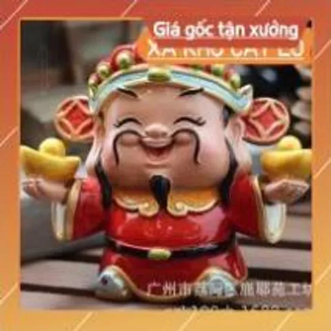 Tượng chibi Thần Tài may mắn 7cm - mẫu hai tay cầm 2 thỏi vàng