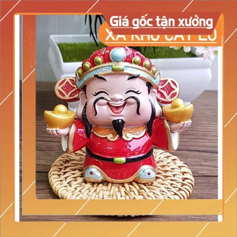 Tượng chibi Thần Tài may mắn 7cm - mẫu hai tay cầm 2 thỏi vàng