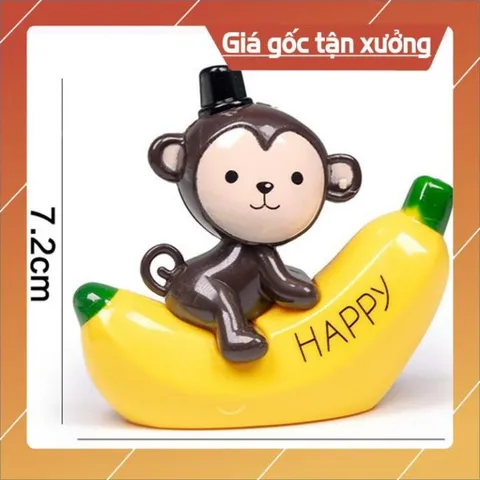 Trang trí bánh sinh nhật bánh kem cho bé - cặp đôi khỉ ôm chuối ( 2 con )