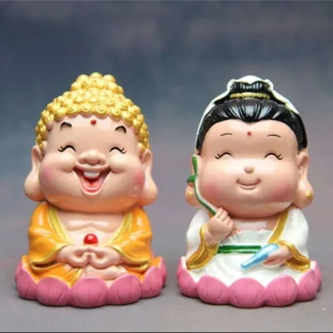 Bộ đôi tượng như lại phật tổ và bồ tát dễ thương 6 cm