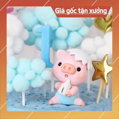 phụ kiện trang trí bánh kem [FREESHIP❤️] Cặp heo bình sữa