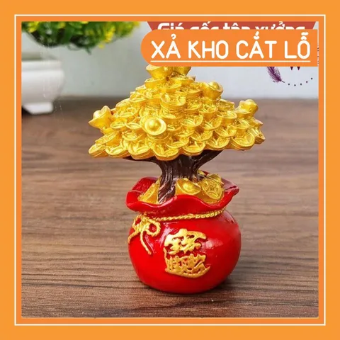Cây kim tiền vàng mô hinh cây vàng may mắn cây tài lộc trang trí bàn làm việc chậu cây phong thủy phát tài