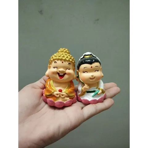 Bộ đôi tượng như lại phật tổ và bồ tát dễ thương 6 cm