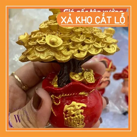 Cây kim tiền vàng mô hinh cây vàng may mắn cây tài lộc trang trí bàn làm việc chậu cây phong thủy phát tài