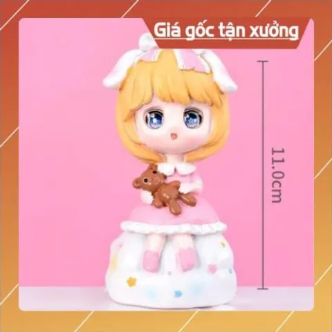 Phụ kiện trang trí bánh sinh nhật bánh kem - Em bé gái tóc vàng và em bé gái tóc hồng