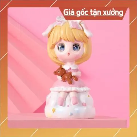 Phụ kiện trang trí bánh sinh nhật bánh kem - Em bé gái tóc vàng và em bé gái tóc hồng