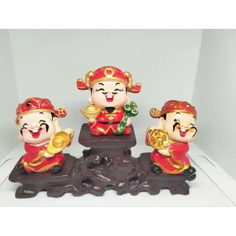 Bộ tượng 3 ông thần tài kèm đế 3 cấp - Freeship - Bộ tượng tăng vận tài lộc trang trí phong thủy