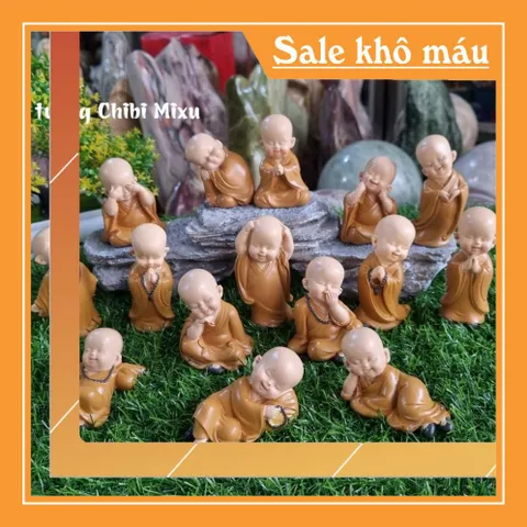 Trọn bộ 15 chú tiểu áo nâu size nhí 7- 8cm