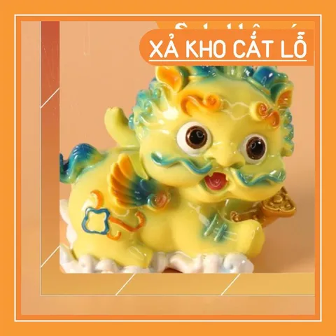 Cặp Kỳ Lân lớn kèm chậu vàng - màu vàng