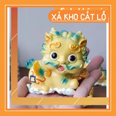 Cặp Kỳ Lân lớn kèm chậu vàng - màu vàng