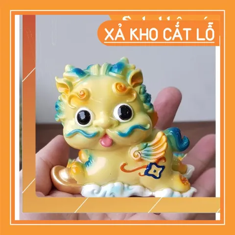 Cặp Kỳ Lân lớn kèm chậu vàng - màu vàng