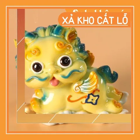 Cặp Kỳ Lân lớn kèm chậu vàng - màu vàng