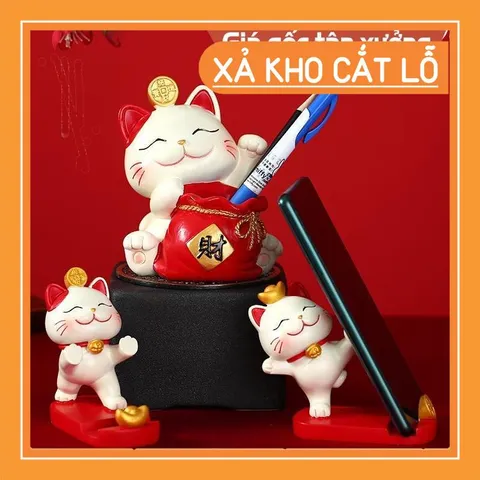 Giá đỡ điện thoại hình chú mèo may mắn trang trí nhà cửa, để ô tô tiện lợi 💕FREESHIP 50k💕 Linh Tinh 10k