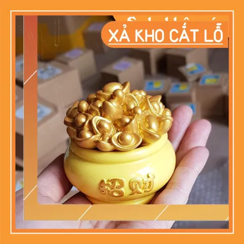 Cặp Kỳ Lân lớn kèm chậu vàng - màu vàng