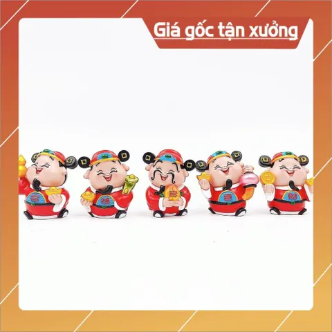 Bộ tượng Thần tài áo đỏ vui vẻ dễ thương phong thủy phát tài
