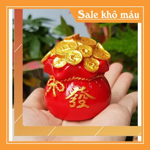 (06 mẫu) Bộ 02 tượng Thần Tài 7cm cao cấp kèm túi vàng và chân đế tam cấp vuông nhỏ