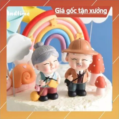 Phụ kiện bánh sinh nhật bánh kem - Cặp đôi ông bà đủ mẫu Trang Trí Bánh Sinh Nhật