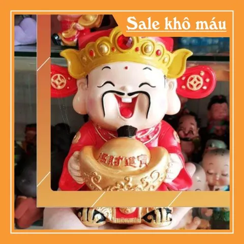 Tượng chibi Thần Tài ôm thỏi vàng 14cm