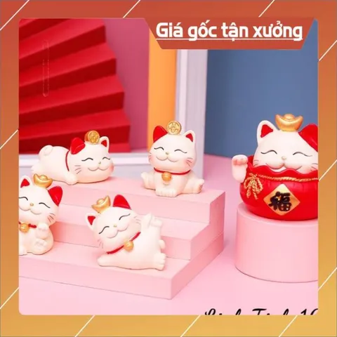 Tượng mèo cát tường trang trí ô tô, bàn làm việc đáng yêu dễ thương/ Mèo may mắn 💕FREESHIP 50k💕 Linh Tinh 10k