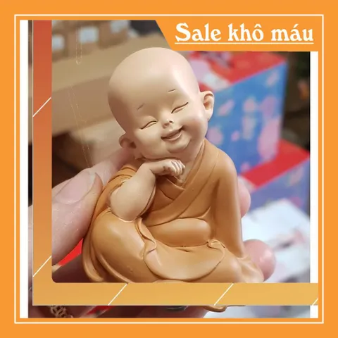 Bộ 03 chú tiểu an nhiên size nhí 7cm - mẫu áo nâu ngồi an nhiên tự tại