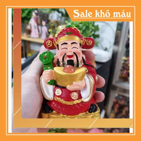 Tượng Thần Tài mẫu đứng ôm đĩnh vàng 11.5cm