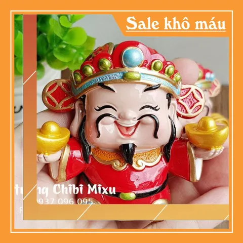 (Nhiều mẫu) Bộ 03 tượng Thần Tài 7cm cao cấp kèm đế tam cấp vuông nhỏ