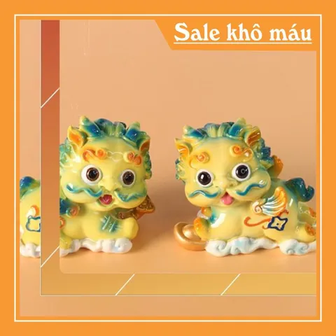 Bộ 02 tượng Kỳ Lân size lớn màu vàng