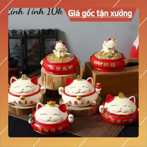 Tượng mèo may mắn trang trí ô tô, bàn làm việc dễ thương đựng đồ tiện ích 💕FREESHIP 50k💕 Linh Tinh 10k