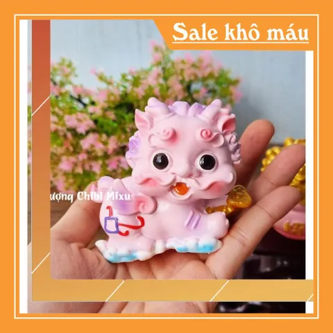 Bộ 02 tượng Kỳ Lân size lớn màu hồng