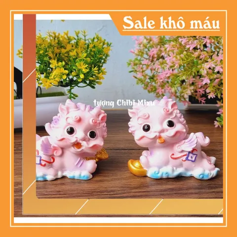 Bộ 02 tượng Kỳ Lân size lớn màu hồng