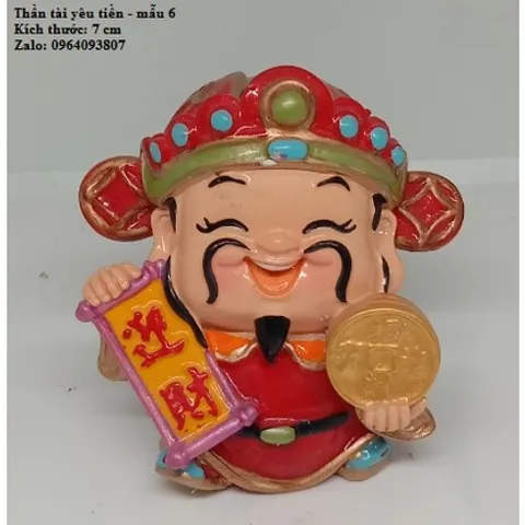 Tượng thần tài cầm đồng tiền vàng - FREESHIP - Tượng thần tài trang trí tăng tài vận 7 cm