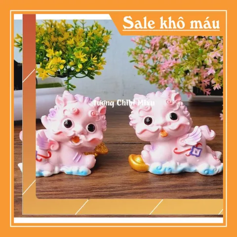 Bộ 02 tượng Kỳ Lân size lớn màu hồng