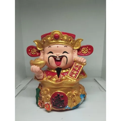 Tượng ông thần tài ngồi chậu châu báu cao 14 cm