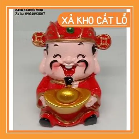 Tượng chibi Thần Tài ôm thỏi vàng may mắn 6cm