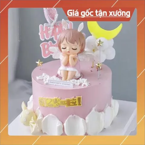 Phụ kiện bánh sinh nhật bánh kem - cặp đôi bé thiên thần có cánh ( 2 bé )
