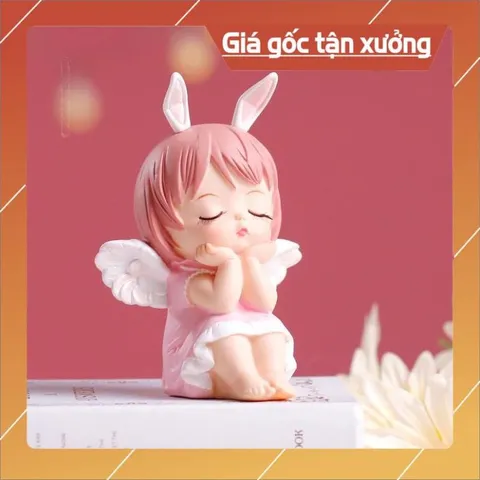 Phụ kiện bánh sinh nhật bánh kem - cặp đôi bé thiên thần có cánh ( 2 bé )