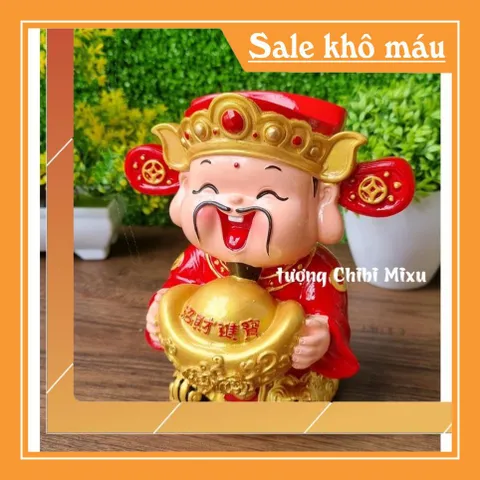 Tượng chibi Thần Tài 14cm đặc ruột - Thỏi vàng may mắn