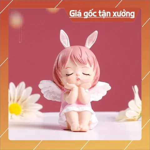 Phụ kiện bánh sinh nhật bánh kem - cặp đôi bé thiên thần có cánh ( 2 bé )