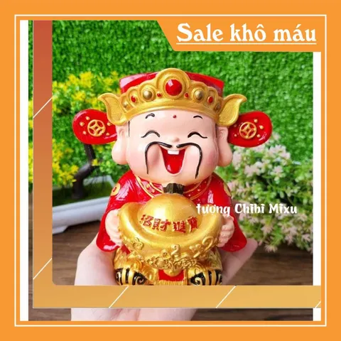 Tượng chibi Thần Tài 14cm đặc ruột - Thỏi vàng may mắn