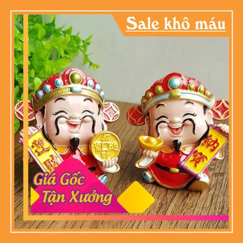 Tượng chibi Thần Tài may mắn 7cm - bộ 2 tượng Chiêu Tài - Tấn Bảo
