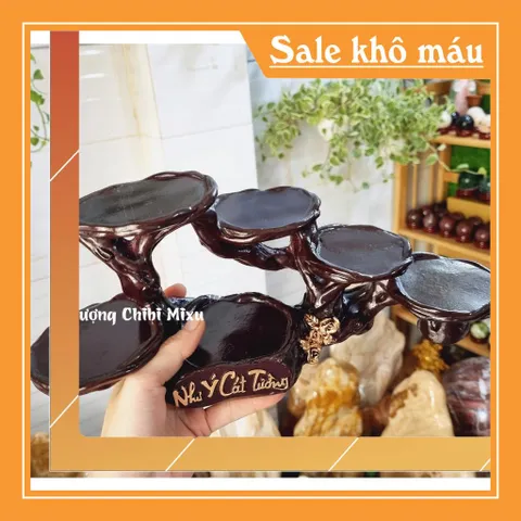 Bộ Ngũ Phúc 6cm kèm tượng Di Lặc và chân đế Như Ý Cát Tường
