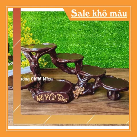Bộ Ngũ Phúc 6cm kèm tượng Di Lặc và chân đế Như Ý Cát Tường