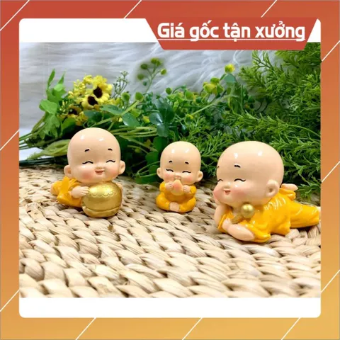 Bộ 3 tượng chú tiểu Tiên Đồng Tài Lộc Phúc Đức (Hình Thật - Video Thật)