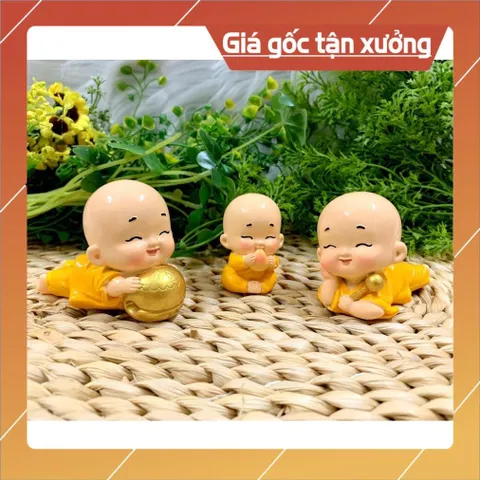 Bộ 3 tượng chú tiểu Tiên Đồng Tài Lộc Phúc Đức (Hình Thật - Video Thật)